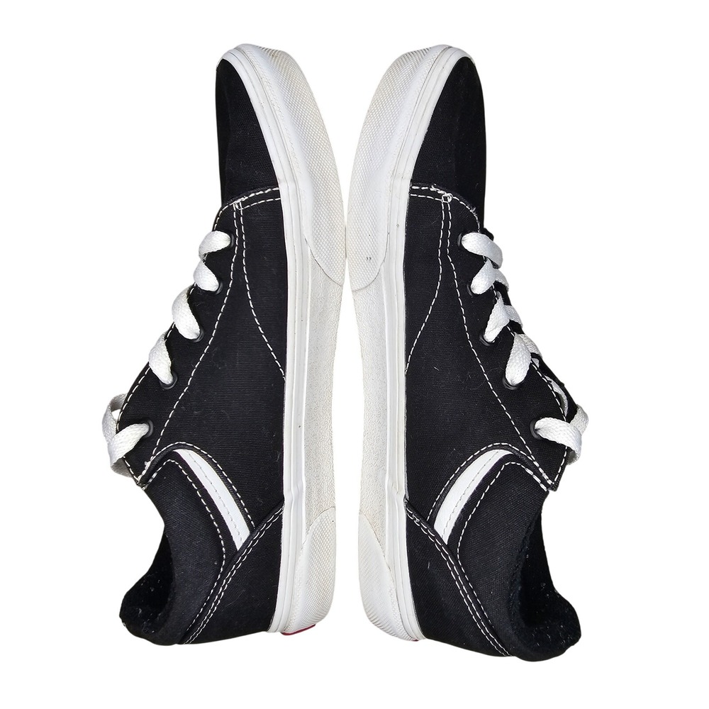 Vans Low Top Canvas Skate Black Sneakers White‎ Laces Unisex Yth US Sz5/EUR 36.5